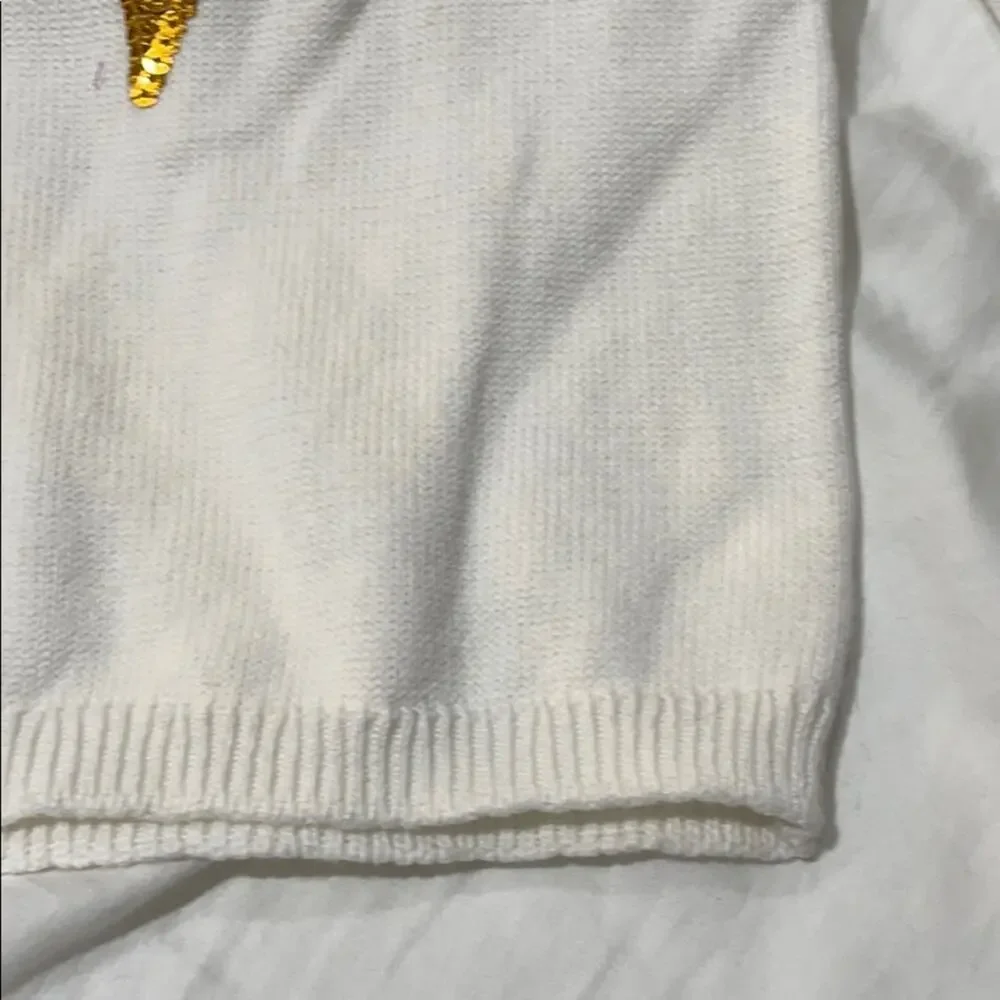 Gymboree 4 cream gold bow sequin sweater NWT preppy cotton ruffled shoulder